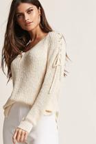 Forever21 Lace-up Purl Knit Top
