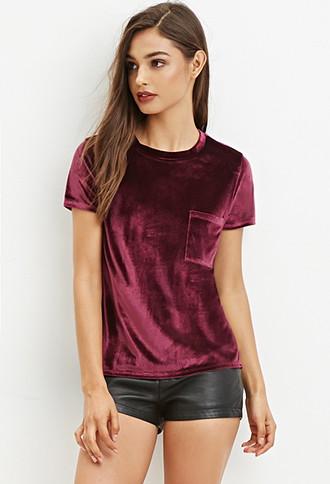 Forever21 Velvet Pocket Top