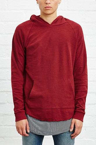 21 Men Men's Ribbed Slub Knit Hoodie