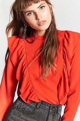 Forever21 Crepe Woven Flounce Top
