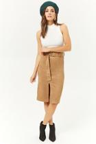 Forever21 Faux Suede Belted Midi Skirt