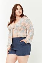 Forever21 Plus Size Cuffed Linen-blend Shorts