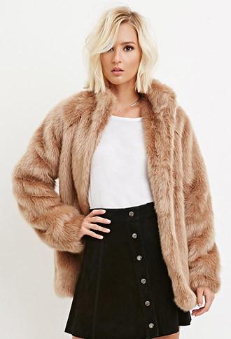 Forever21 Women's  Faux Fur Coat (taupe)