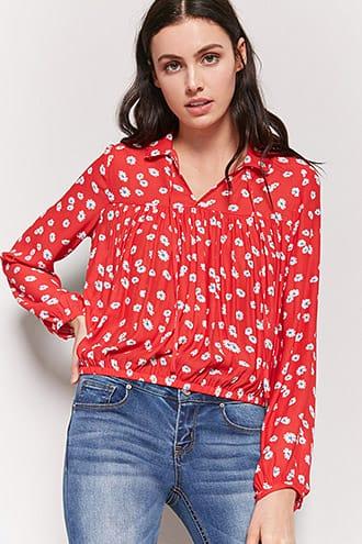 Forever21 Self-tie Floral Top