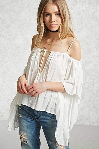Forever21 Open-shoulder Flowy Top
