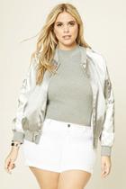 Forever21 Plus Women's  Grey & White Plus Size Varsity Jacket