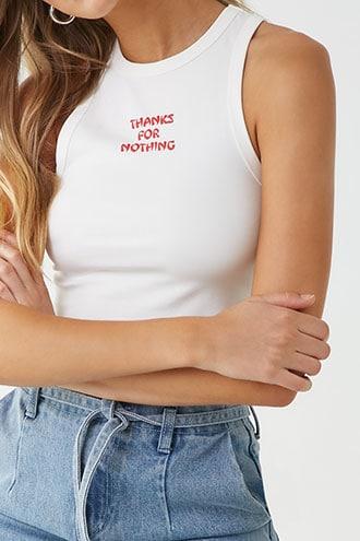 Forever21 Thanks For Nothing Graphic Tank Top