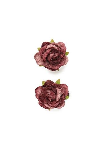 Forever21 Wine Rose Hair Clip Set