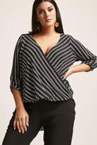 Forever21 Plus Size Textured Stripe Surplice High-low Top