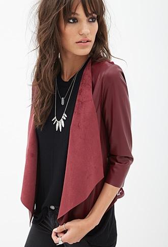 Forever21 Faux Leather Crochet Jacket