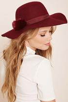 Forever21 Women's  Pom-pom Floppy Felt Hat