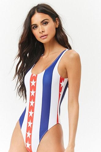 Forever21 Star & Striped One-piece Swimsuit