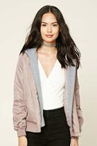 Forever21 Women's  Lavender Hooded Bomber Jacket