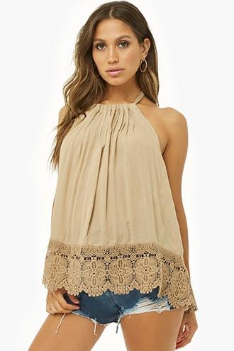 Forever21 Boho Me Crochet-hem Halter Top
