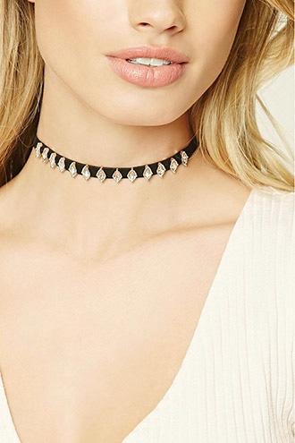 Forever21 Black & Silver Rhinestone Choker