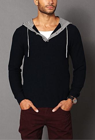 Forever21 Hooded Henley Sweater