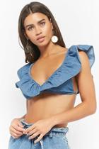 Forever21 Chambray Tie-front Crop Top
