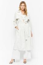 Forever21 Pinstriped Open-front Trench Coat