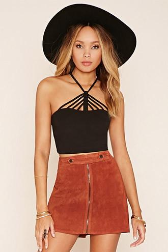 Forever21 Women's  Black V-strap Cropped Cami