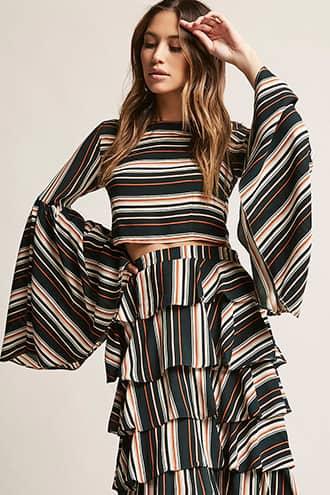 Forever21 Semi-sheer Stripe Crop Top