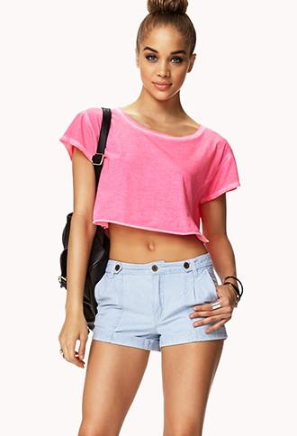 Forever21 Button Tab Chambray Shorts