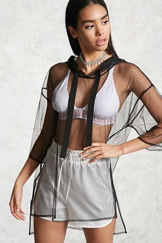 Forever21 Sheer Mesh Oversized Hoodie