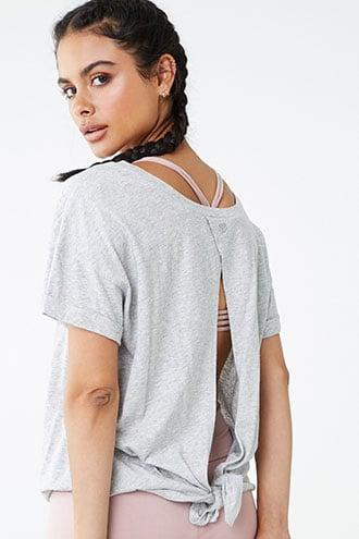 Forever21 Active Heathered Self-tie Cutout Back Tee