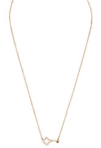 Forever21 Cubic Zirconia Key Charm Necklace (gold/clear)