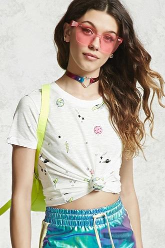 Forever21 Slub Knit Space Print Tee