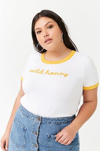 Forever21 Plus Size Wild Honey Graphic Ringer Tee