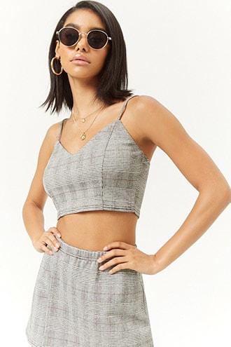 Forever21 Glen Plaid Crop Cami