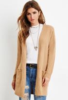 Forever21 Women's  Camel Fuzzy Open-front Cardigan