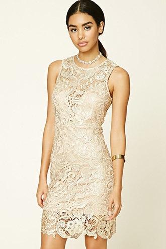 Forever21 Women's  Metallic Floral Bodycon Dress