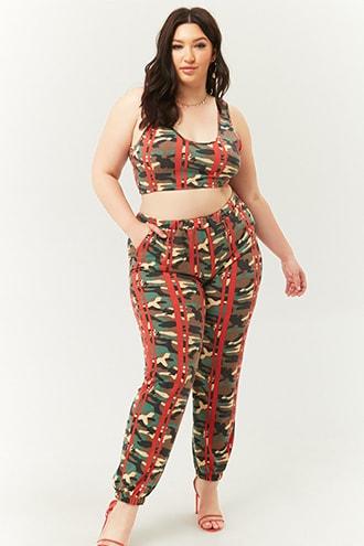 Forever21 Plus Size French Terry Camo Joggers