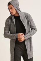 Forever21 Open-front Hooded Longline Cardigan