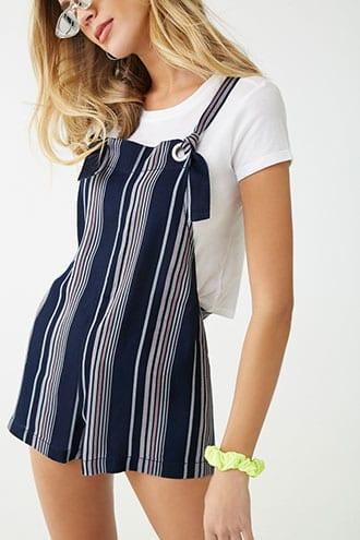 Forever21 Striped Y-back Overalls