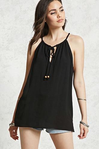 Forever21 Drawstring Keyhole Neck Cami