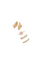 Forever21 Gold & Blush Etched Leaf Ring Set
