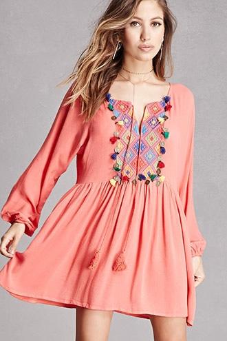 Forever21 Velzera Embroidered Tassel Tunic