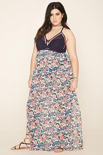 Forever21 Plus Women's  Plus Size Crochet Maxi Dress