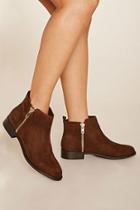Forever21 Women's  Camel Zippered Ankle Booties
