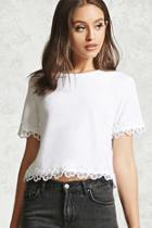 Forever21 Floral Crochet Trim Boxy Top