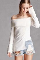 Forever21 Ribbed Fold-over Neck Sweater