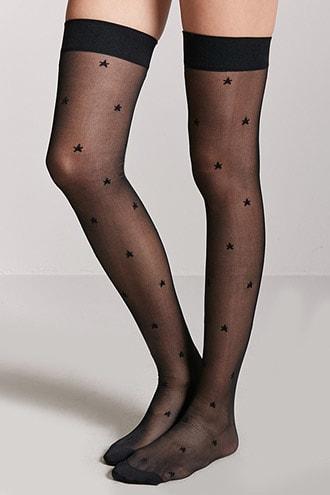 Forever21 Star Print Over-the-knee Socks