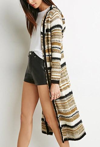 Love21 Mixed Loose-knit Stripe Cardigan