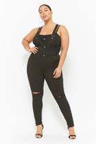 Forever21 Plus Size Ripped-knee Overalls