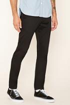 21 Men Men's  Black Slim Fit Cotton-blend Pants