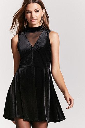 Forever21 Velvet Mini Skater Dress