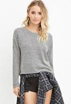 Forever21 Marled Loose-knit Grid Top