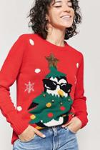 Forever21 Sequin Penguin Graphic Sweater